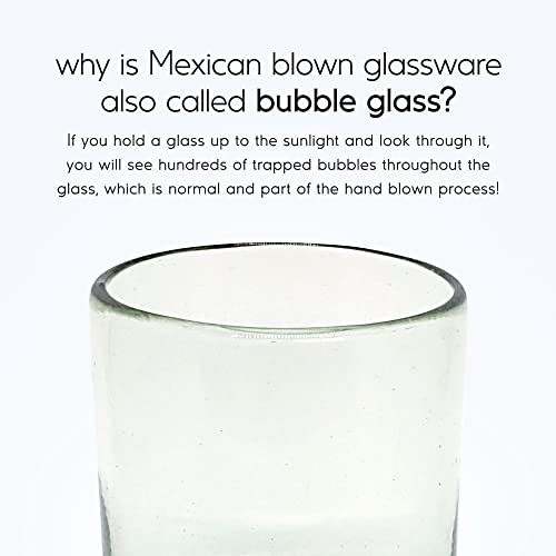MexHandcraft 10 oz Hand Blown Mexican Recycled Glass Tumblers - Set of 6, Lead-Free Drinkware for Cocktails & Wine