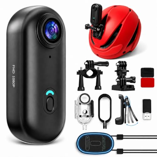 Mini Body Camera 1080P with 128GB Storage, Wearable Motorcycle POV with Waterproof Case - 128GB Cycling Kit