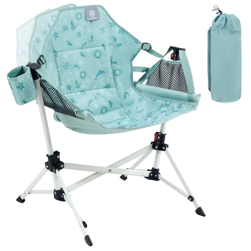 EVER ADVANCED Kids Foldable Hammock Chair with Stand - Dolphin Green, Portable Child Camping Swing Seat, Supports 125LBS