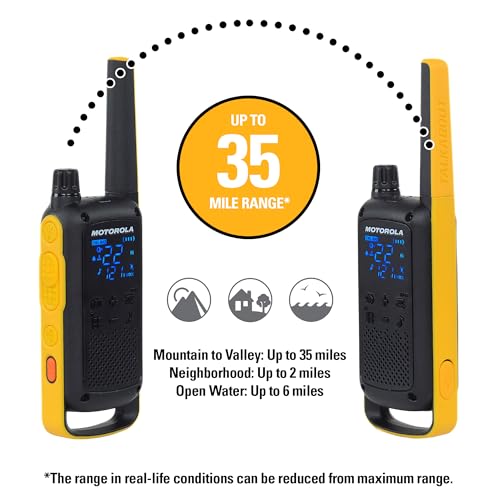 Two-Way Radio Set with 22 Channels, Weatherproof, 35-Mile Range – Black & Yellow, 2 Pack