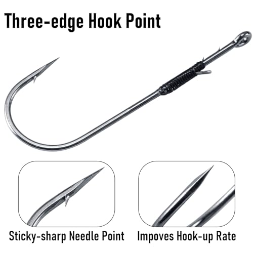 30 Pack Heavy Cover Worm Hooks - Flipping, Drop Shot & Neko Rig Fishing Hooks
