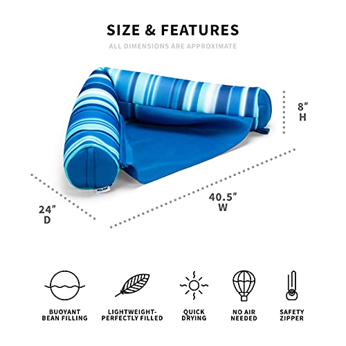 Pool Float Noodle Sling with Support and Drink Holder - Blue Mesh