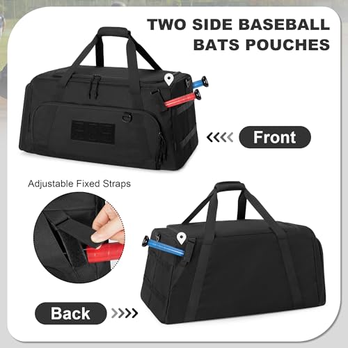 Baseball Duffle Bag with Bat Holder and Shoe Compartment for Softball