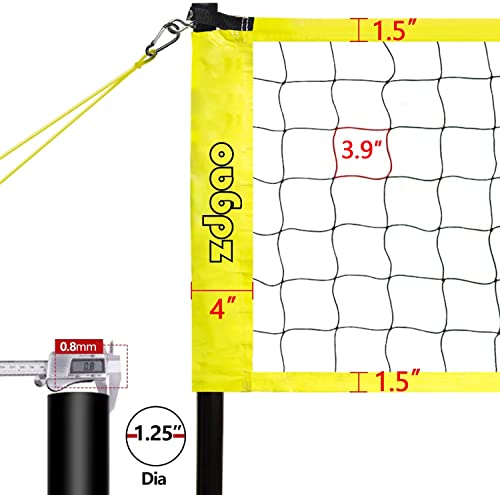 Zdgao 32FT Lemon Yellow Outdoor Portable Adjustable Volleyball Net System with Bag