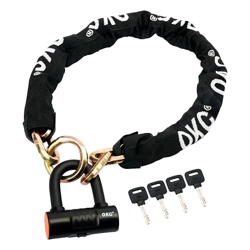 Heavy Duty Motorcycle Chain Lock Kit - 3.3 Ft x 1/2" Hardened Steel Security Chain with 4 Keys