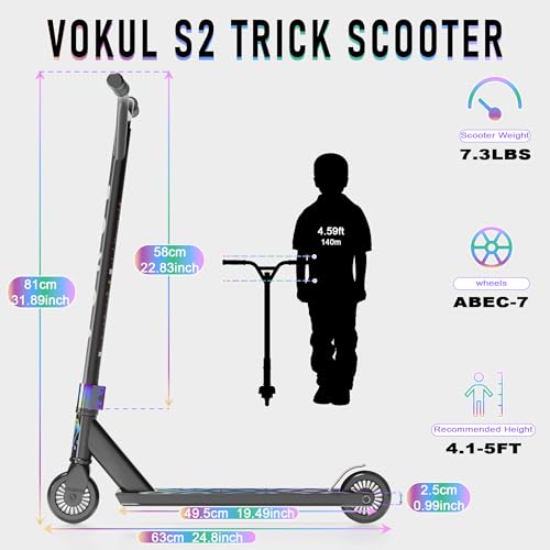 VOKUL Rainbow Pro Stunt Scooter for Kids Teens - High Performance Trick Scooter