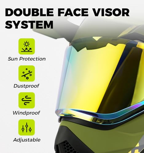 Orthrus Halo XL Dual Sport Motorcycle Helmet DOT Certified UV Visor Intercom Slot