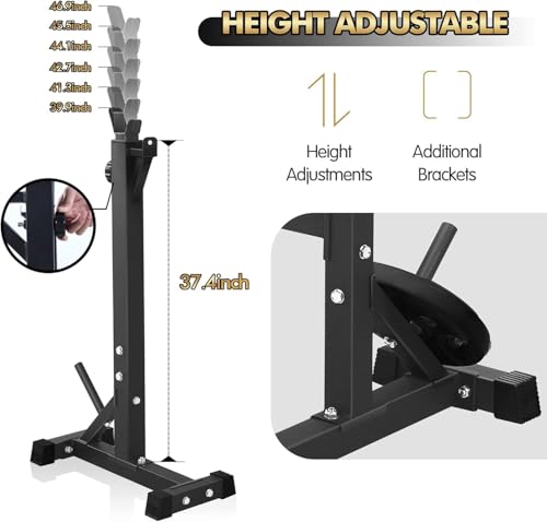 CANPA Black Olympic Weight Bench with Squat Rack - Adjustable Home Gym Equipment