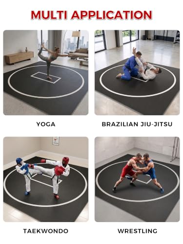 HIAARO Foldable Wrestling Mat 10x10ft, Non-Slip Shock Absorption for BJJ & Martial Arts