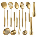 11-Piece Stainless Steel Kitchen Utensil Set with Gold Finish - Dishwasher Safe