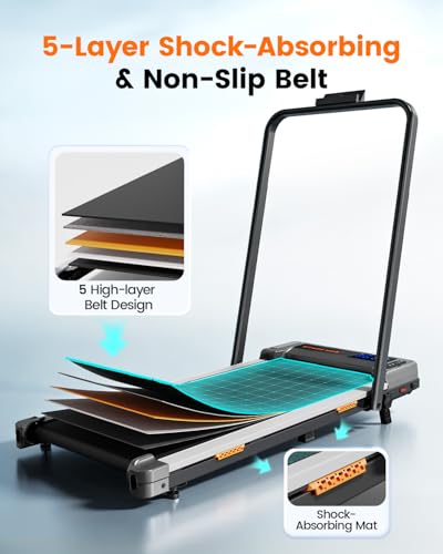 Elseluck Walking Pad Treadmill with Incline, Handle Bars & Remote Control