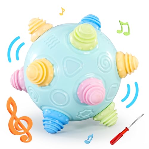 Blue Bumble Ball for 1+ Year Old - Interactive Musical Sensory Toy for Toddlers
