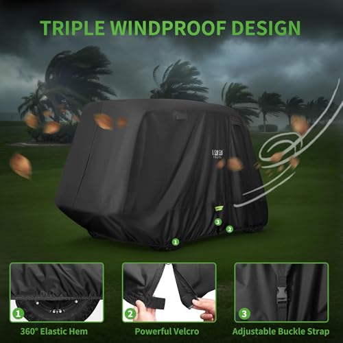 Golf Cart Cover for 2-6 Passengers XL Black Weatherproof Universal Fit
