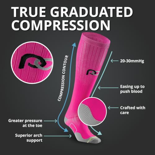 PRO Compression Marathon Socks Small-Medium Pink - Graduated Compression Running Socks