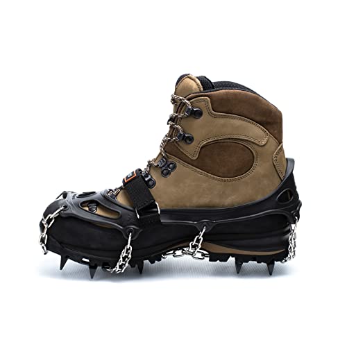 Large Black Winter Ice Crampon for Hiking Trails - Traction System for Ice Snow Mud