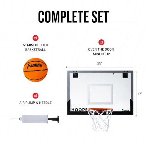 Franklin Sports Pro Hoops Over The Door Mini Basketball Hoop 25" x 17" XL Set
