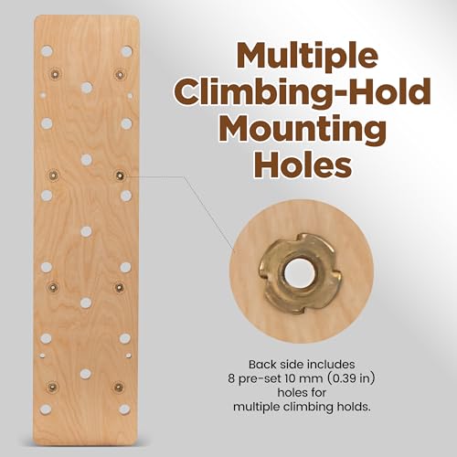 Extra-Thick Birch Plywood Climbing Peg Board with Beech Grips - Wall Mount Indoor Home Gym