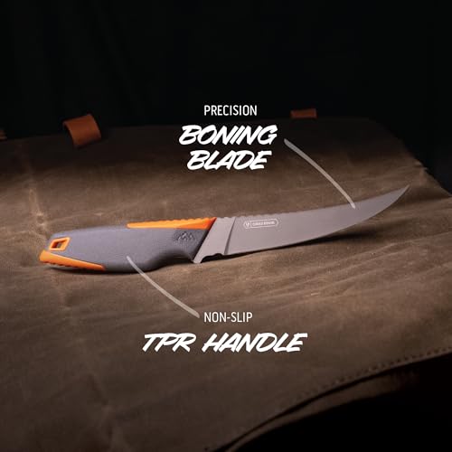 Outdoor Edge Vantex 4-Piece Hunting Knife Set with Sharpener - Field Dressing Kit for Elk & Deer