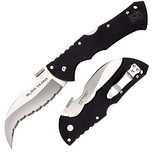 Cold Steel Black Talon II Serrated Folding Knife 4" S35VN Blade, G-10 Handle, Tri-Ad Lock
