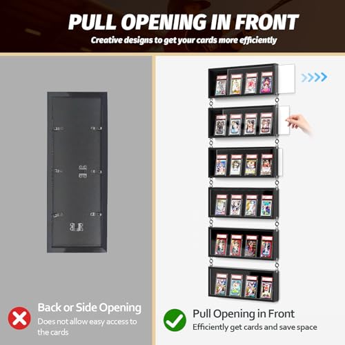 Emfogo 1-Layer 6 Pack Wall Mount Wooden Baseball Card Display Cases with Clear View