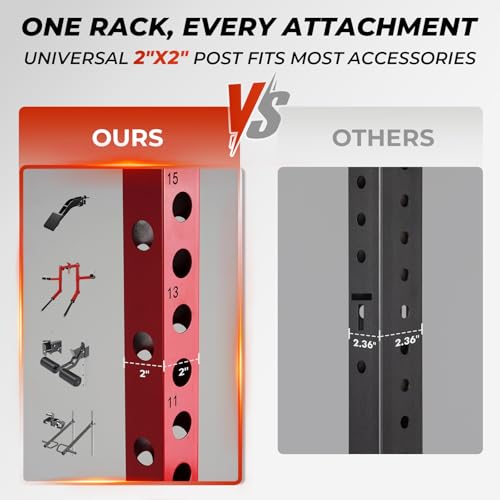 Red Folding Wall Mounted Squat Rack - Space-Saving Power Rack with Pull-Up Bar and Safety Catches