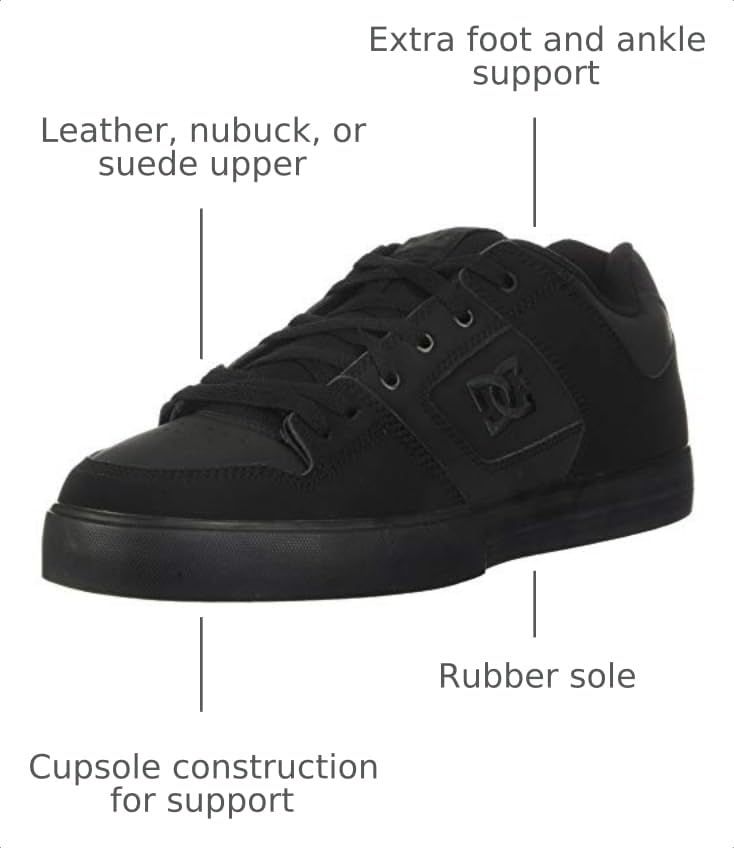 DC Mens Pureskateshoe Skateboarding Shoes - Black/Pirate Black, Size 10