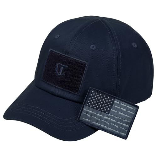 Dark Blue Tactical Hat with Flag Patch Camo Military Baseball Cap Adjustable Trucker Cap