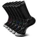 Men Cushioned Compression Crew Socks 6 Pack for Running Gym Sports - Black 11-13