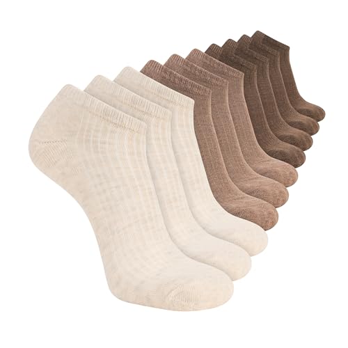 Skechers Men's 10-Pack Half Terry Classic Low Cut Socks Oatmeal Heather Cinnamon
