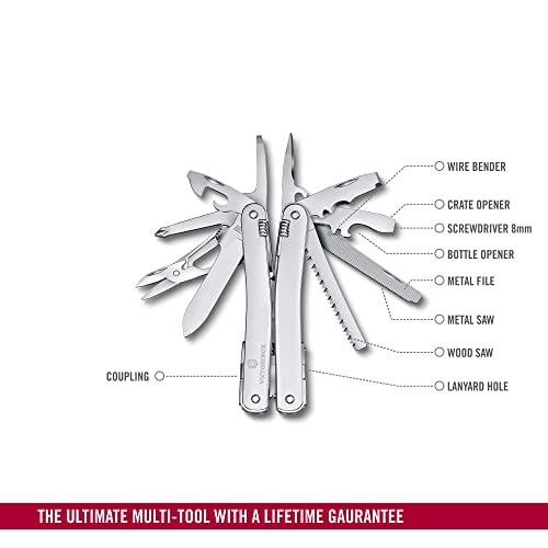 Swiss Multi-Tool with 24 Lockable Functions, One-Hand Blade, Pliers & Saws