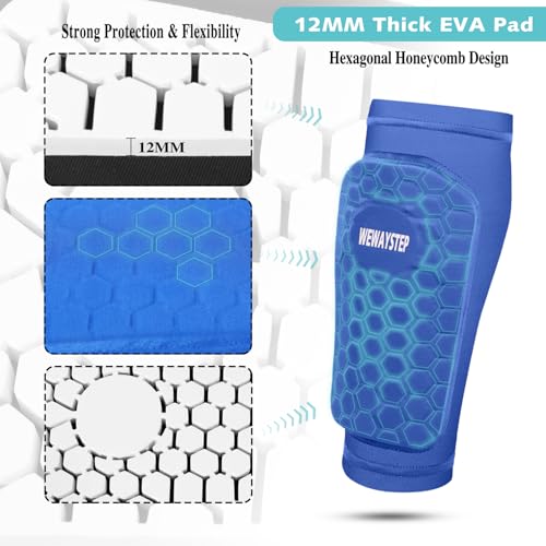 Kids and Adult Soccer Shin Guards with Calf Support Black X-Small - Lightweight Nylon with EVA Honeycomb Padding