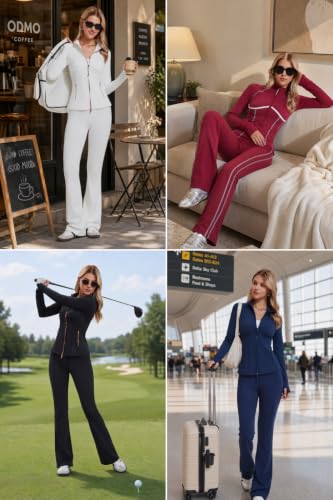 AFZ Women Bodycon 2 Piece Tracksuit Set - Athleisure Fall Travel Outfit, Medium Coffee