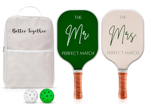 Couples Pickleball Paddle Set - Engagement Gift for Him & Her