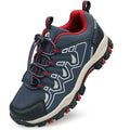 Kids Hiking Shoes Waterproof Slip-Resistant Outdoor Trekking Sneakers - Big Kid Navy Blue Red 3.5