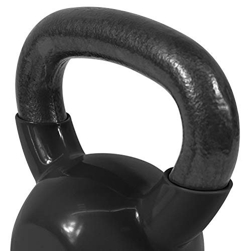 Vinyl Kettlebell Set 5 10 15 lbs - Durable Flat Bottom Workout Weights