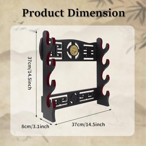 4-Tier Sword Wall Mount & Desktop Rack with Red Velvet Lining, Wall & Freestanding Display