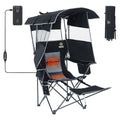 Heated Camping Chair with Canopy & Footrest - Black & Grey 1 Pack