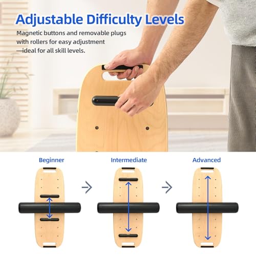 Flycoop Adjustable Balance Board for Adults - Black, 29 x 11 inches with Stand