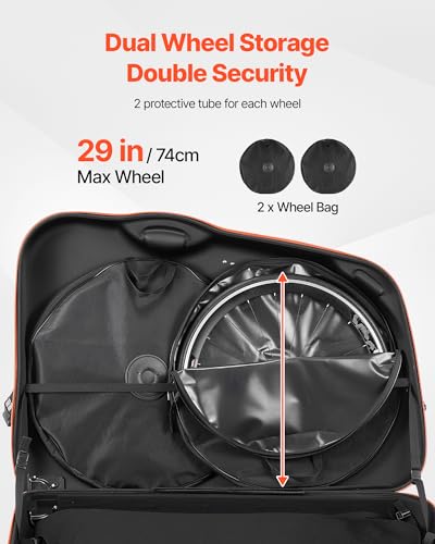 VEVOR 700C Road Bike Travel Bag with TSA Lock & Dual Zippers for Air & Train Transport