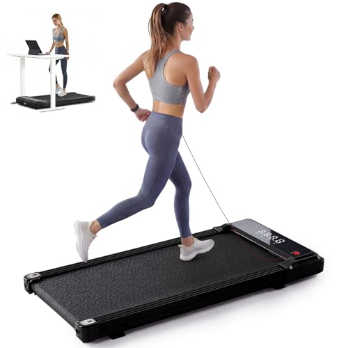 Under Desk Walking Pad Treadmill - Portable Quiet Electric Treadmill with Remote, LED Display, 42.2 x 19.2 x 3.6 Inches, Black/Sliver