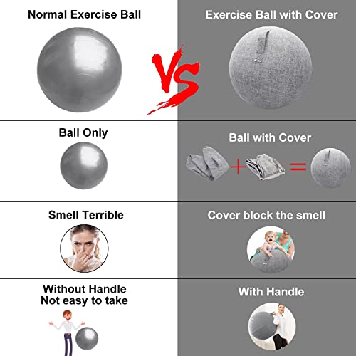Gray Exercise Ball Chair with Fabric Cover 25in for Home Office & Yoga