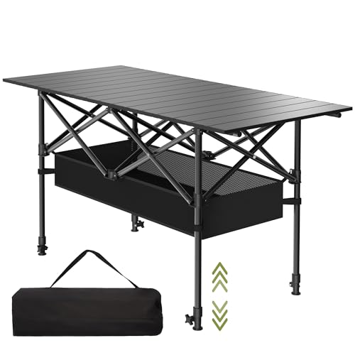 Hsundries 4FT Portable Folding Camping Table with Carry Bag & Mesh Storage