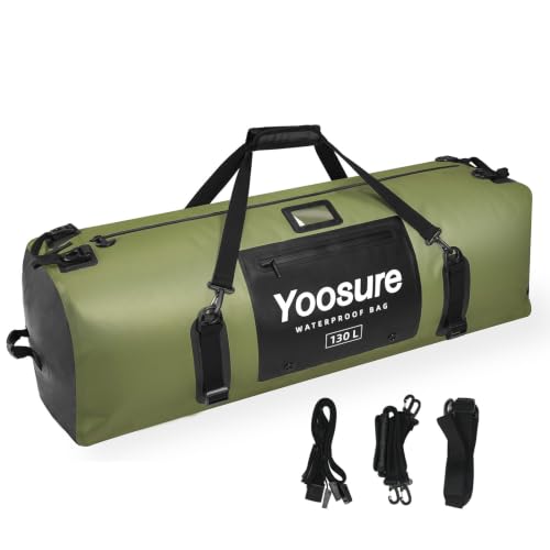 Yoosure 130L Waterproof Dry Duffel Bag Green Heavy Duty Camping & Kayaking Gear