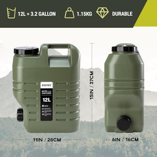 3.2 Gallon Camping Water Jug with Spout - Leakproof BPA-Free Container