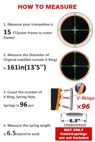15 ft Trampoline Mat Replacement with V-Rings for Round Trampoline