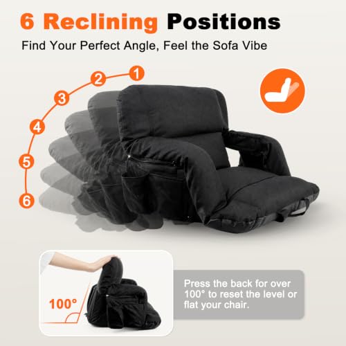 26-Inch Extra Wide Stadium Seat with Back Support & Reclining Positions