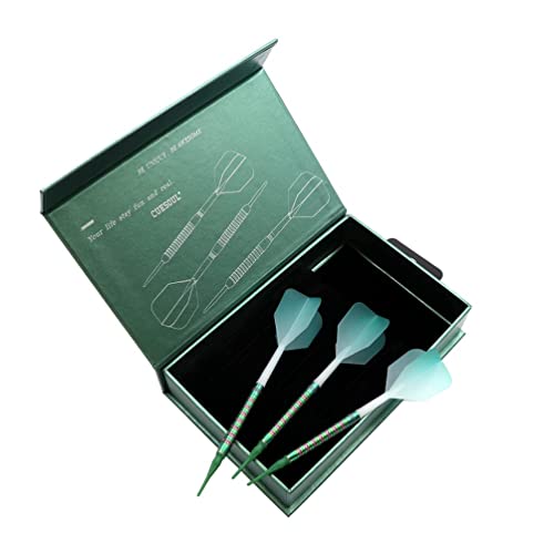 Green Gem Stone 19g Soft Tip Tungsten Darts with Titanium Coated Barrels & ROST Flights