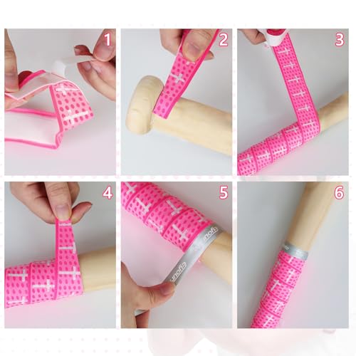 White Pink Blue Black Cross Bat Grip Wraps for Baseball & Softball - Non-Slip Elite Batting Tape (4 Pack)