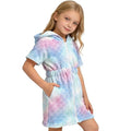 Girls Hooded Swim Cover Up with Zipper - Quick Dry Terry Cloth Wrap for Pool & Beach, Ages 4-14