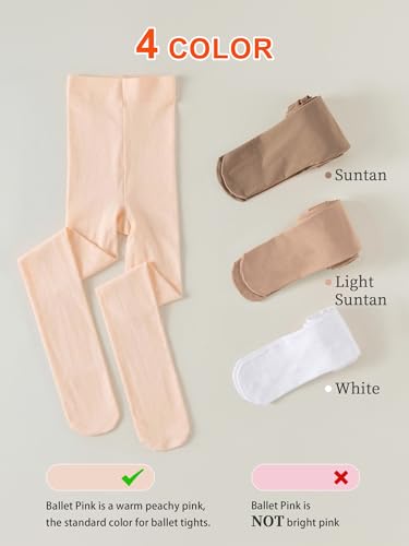 Girls Ballet Tights - Ultra Soft Footed Dance Tights for Girls 10-12 Years Pink 2 Pack